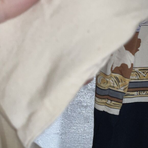 Vintage Wrangler Scarf Print Western Shirt Cream Navy Chain Medallion 80s 90s - Picture 8 of 11